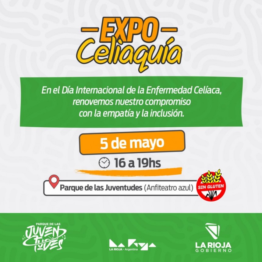 La Expo Celiaquía se realiza este domingo en el Parque de las Juventudes