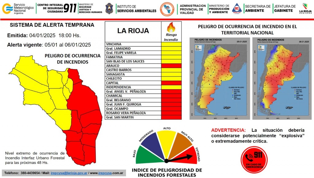 La Rioja en alerta por alto riesgo de incendios forestales