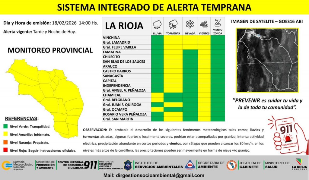 Alerta Amarilla en La Rioja: Lluvias, Tormentas y Vientos Fuertes