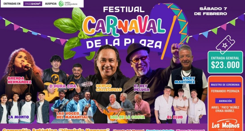 Los Molinos se prepara para celebrar el 42° Festival Carnaval de la Plaza