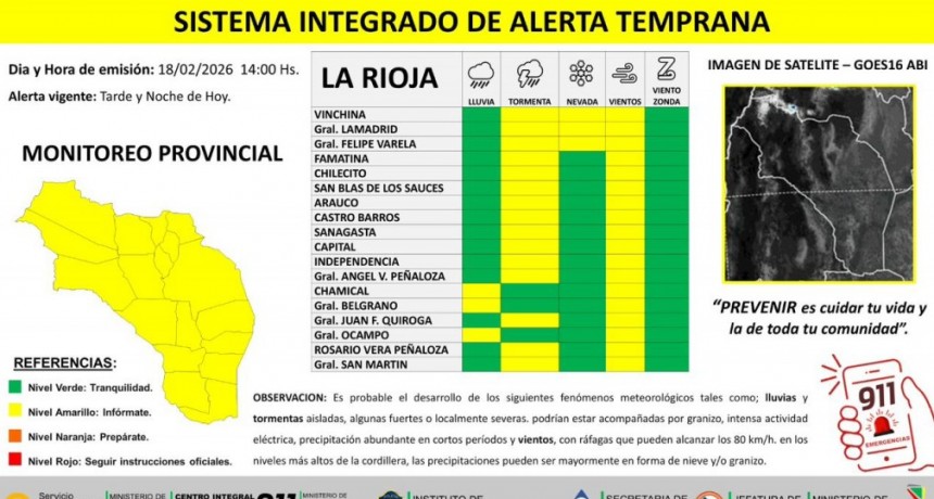 Alerta Amarilla en La Rioja: Lluvias, Tormentas y Vientos Fuertes