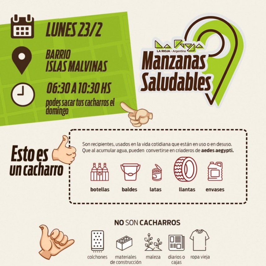 Operativo ambiental en barrio Islas Malvinas para prevenir el dengue