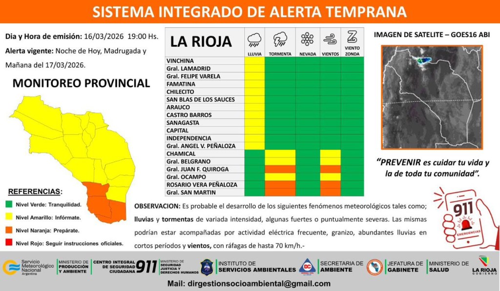 Difunden alerta preventivo por lluvias, tormentas severas y vientos
