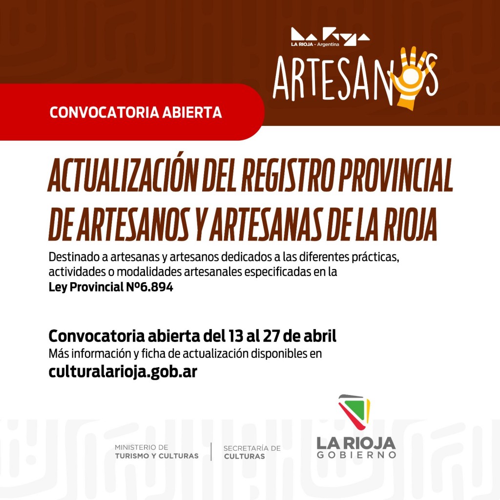 Se realiza la actualización del Registro provincial de artesanos y artesanas de la provincia