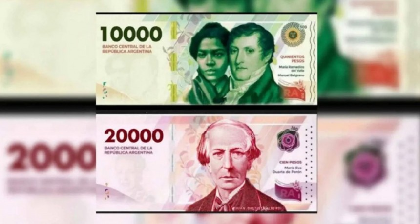 El Banco Central anunció la circulación de los billetes de $10.000 y $20.000