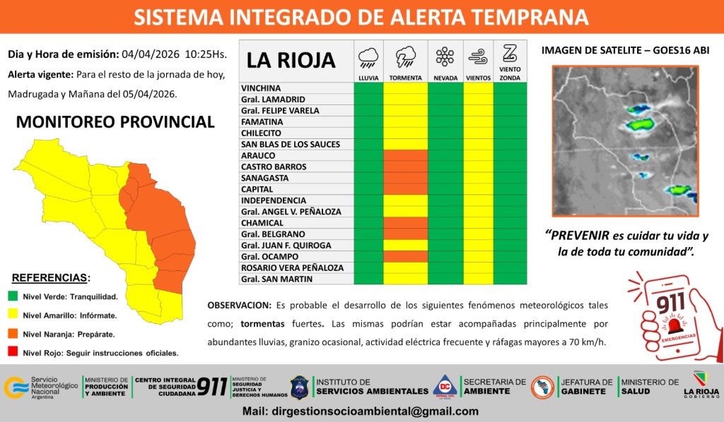 Alerta naranja por tormentas fuertes en gran parte de La Rioja