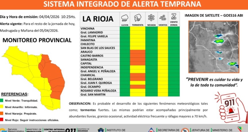 Alerta naranja por tormentas fuertes en gran parte de La Rioja