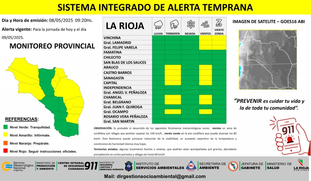 Rige alerta por tormentas fuertes y vientos intensos en La Rioja