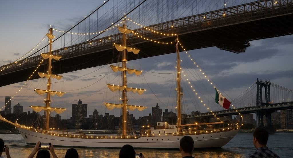 Inédito: Un buque mexicano causó una tragedia en el mítico Puente de Brooklyn