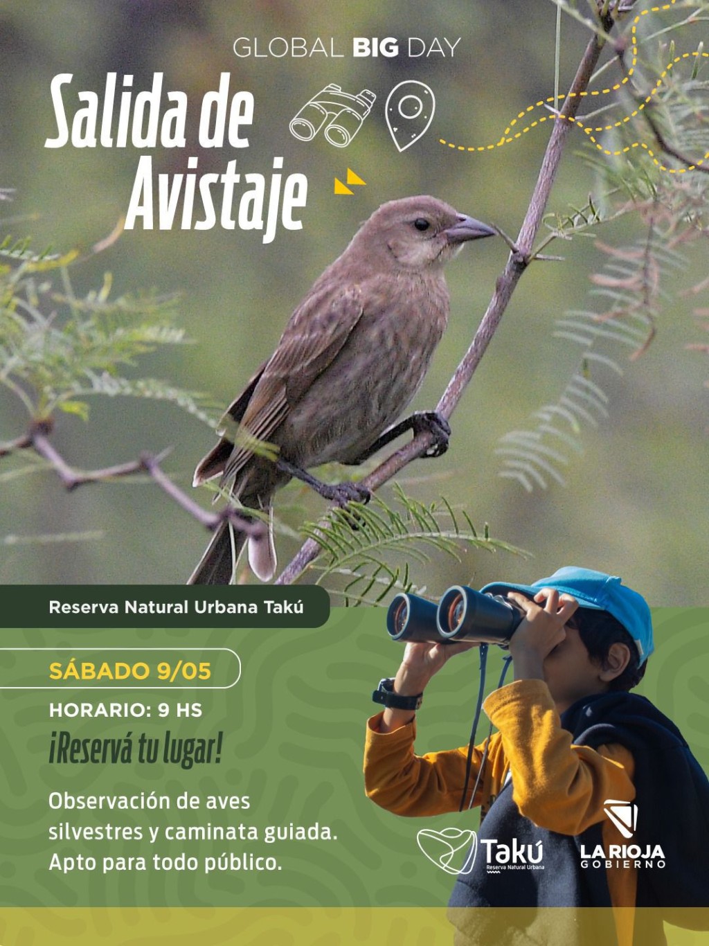 Se realiza una jornada gratuita de avistaje de aves en la Reserva Tak&uacute;