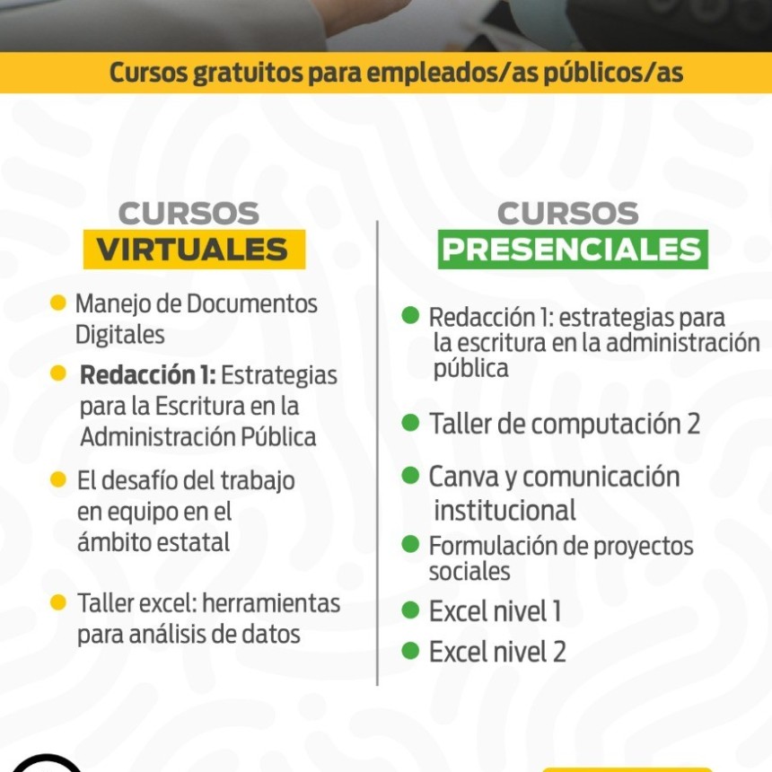 Convocan a empleados p&uacute;blicos a sumarse a nuevos cursos de formaci&oacute;n gratuitos