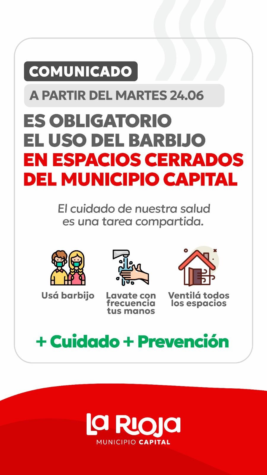 Municipio capitalino implementa el uso de barbijo en todas sus dependencias