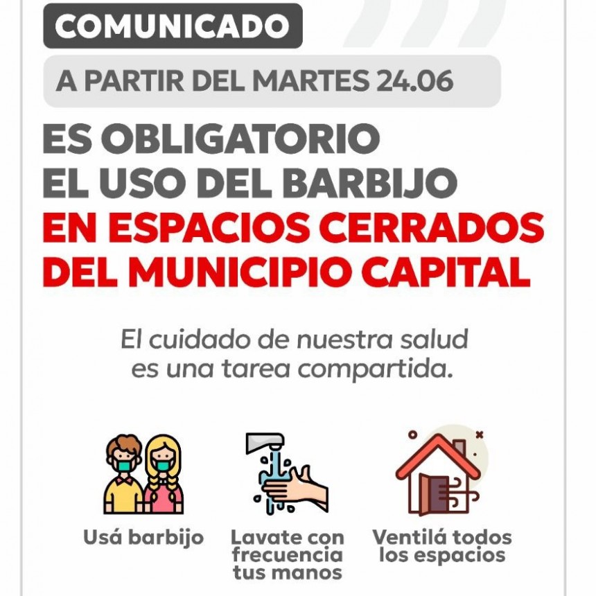 Municipio capitalino implementa el uso de barbijo en todas sus dependencias