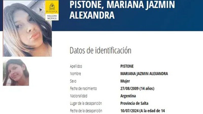 Salta: Interpol emitió una alerta para encontrar a una adolescente desaparecida en esa provincia