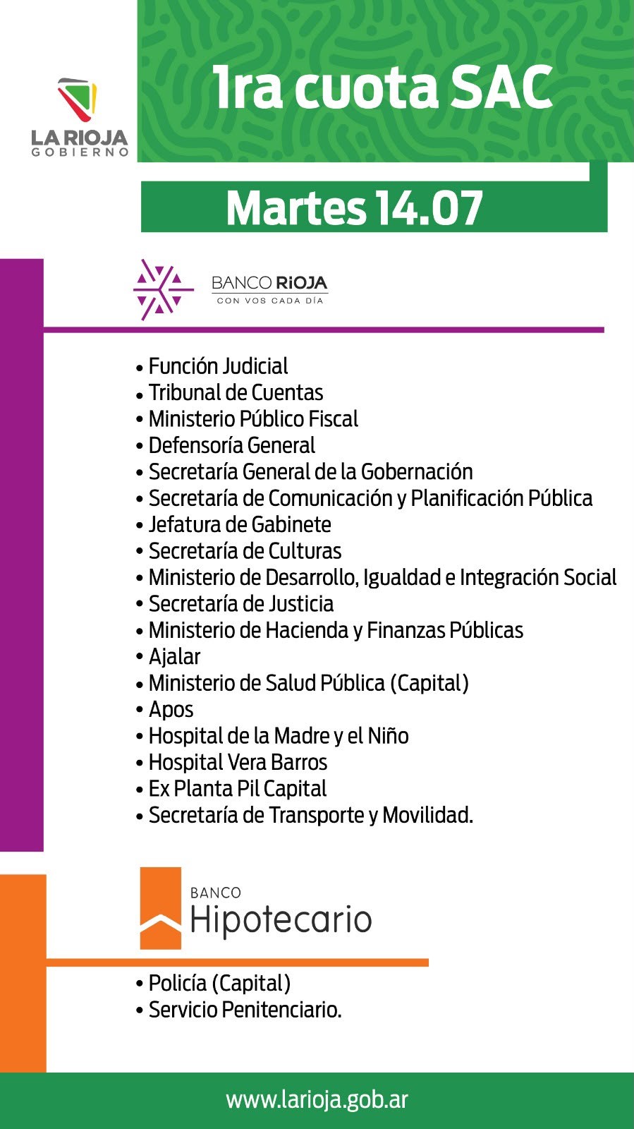 Comienza el pago del aguinaldo para los empleados p&uacute;blicos riojanos