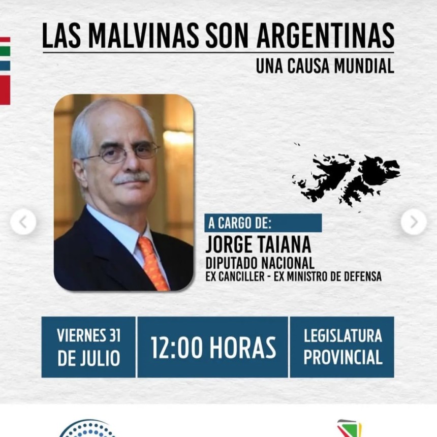 Jorge Taiana brindar&aacute; una charla sobre Malvinas en la Legislatura riojana