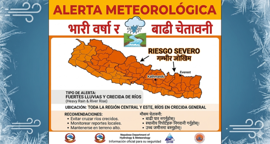 Preocupaci&oacute;n en Nepal por alertas meteorol&oacute;gicas tras las recientes inundaciones