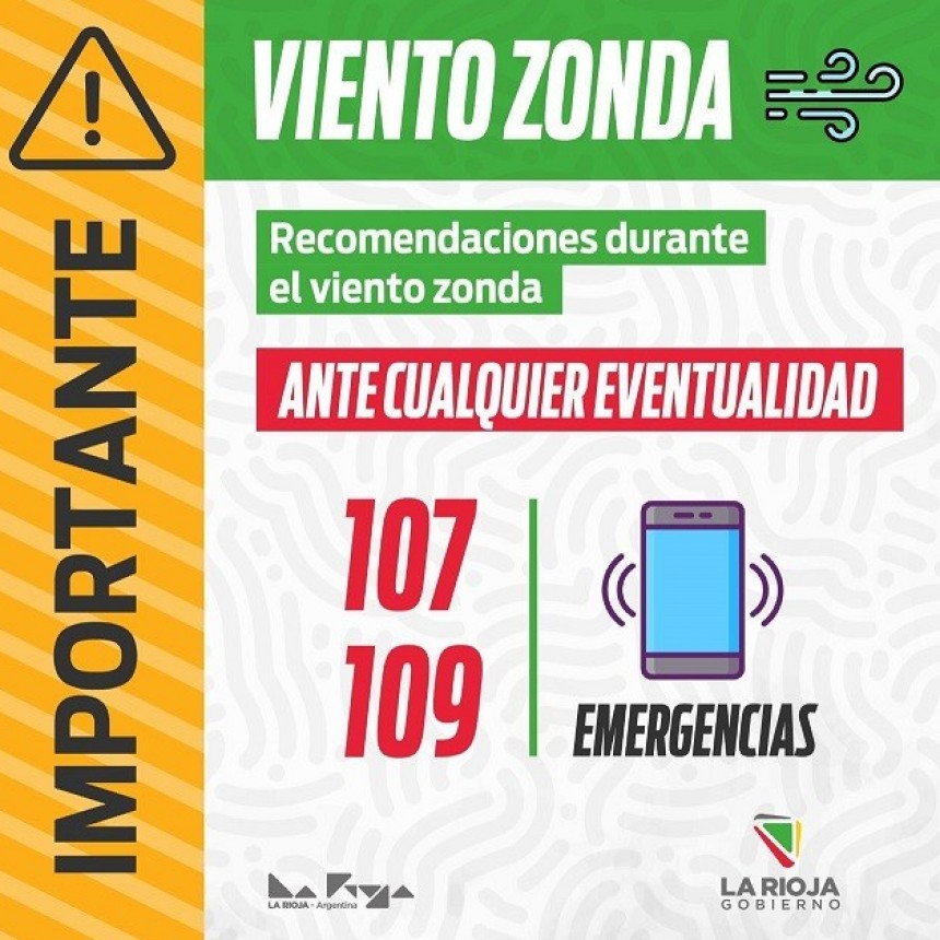 El COE emitió alerta preventiva en nivel amarillo por viento