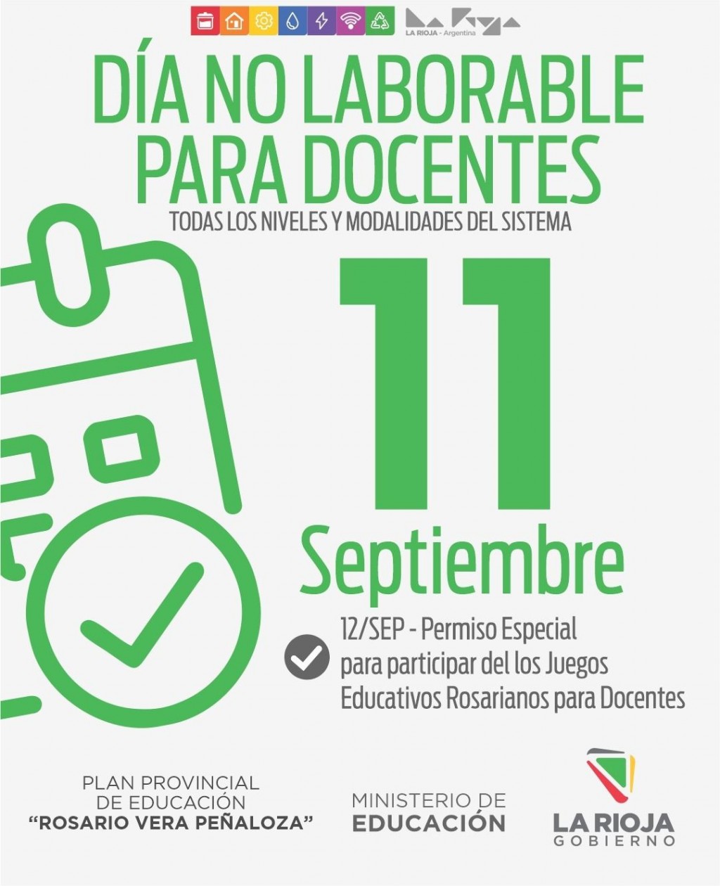 El 11 de septiembre será dia no laborable para docentes en conmemoración del Día del Maestro y del Profesor