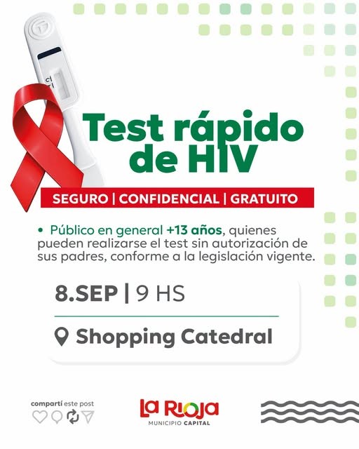 Test r&aacute;pido de HIV en La Rioja: realizar&aacute;n diagn&oacute;sticos gratuitos, seguros y confidenciales en el Shopping Catedral