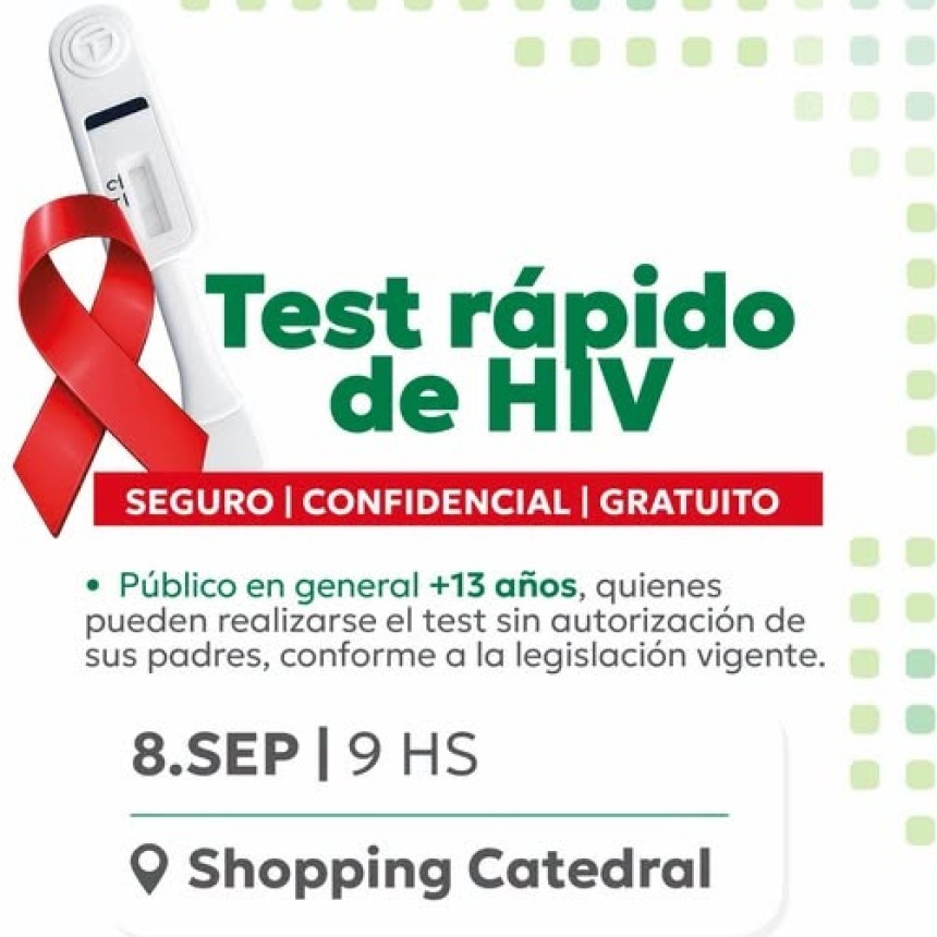 Test rápido de HIV en La Rioja: realizarán diagnósticos gratuitos, seguros y confidenciales en el Shopping Catedral