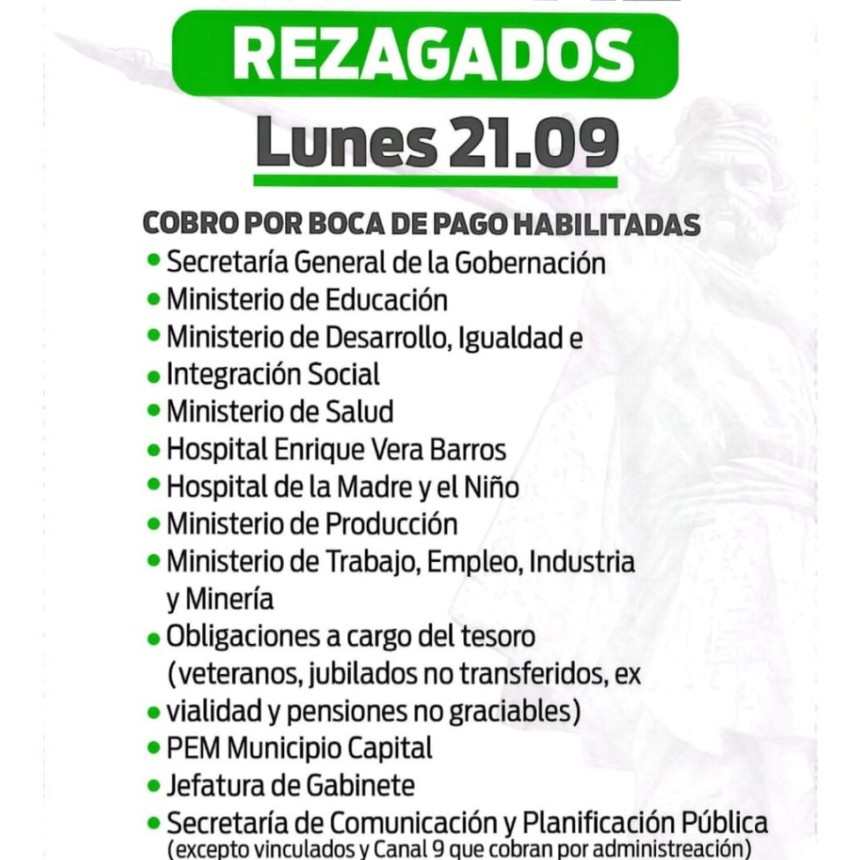  Este lunes 21 cobran Chachos las personas rezagadas de Capital