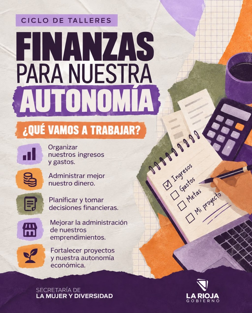 Finanzas y autonom&iacute;a: dictar&aacute;n talleres gratuitos para fortalecer la econom&iacute;a personal en La Rioja
