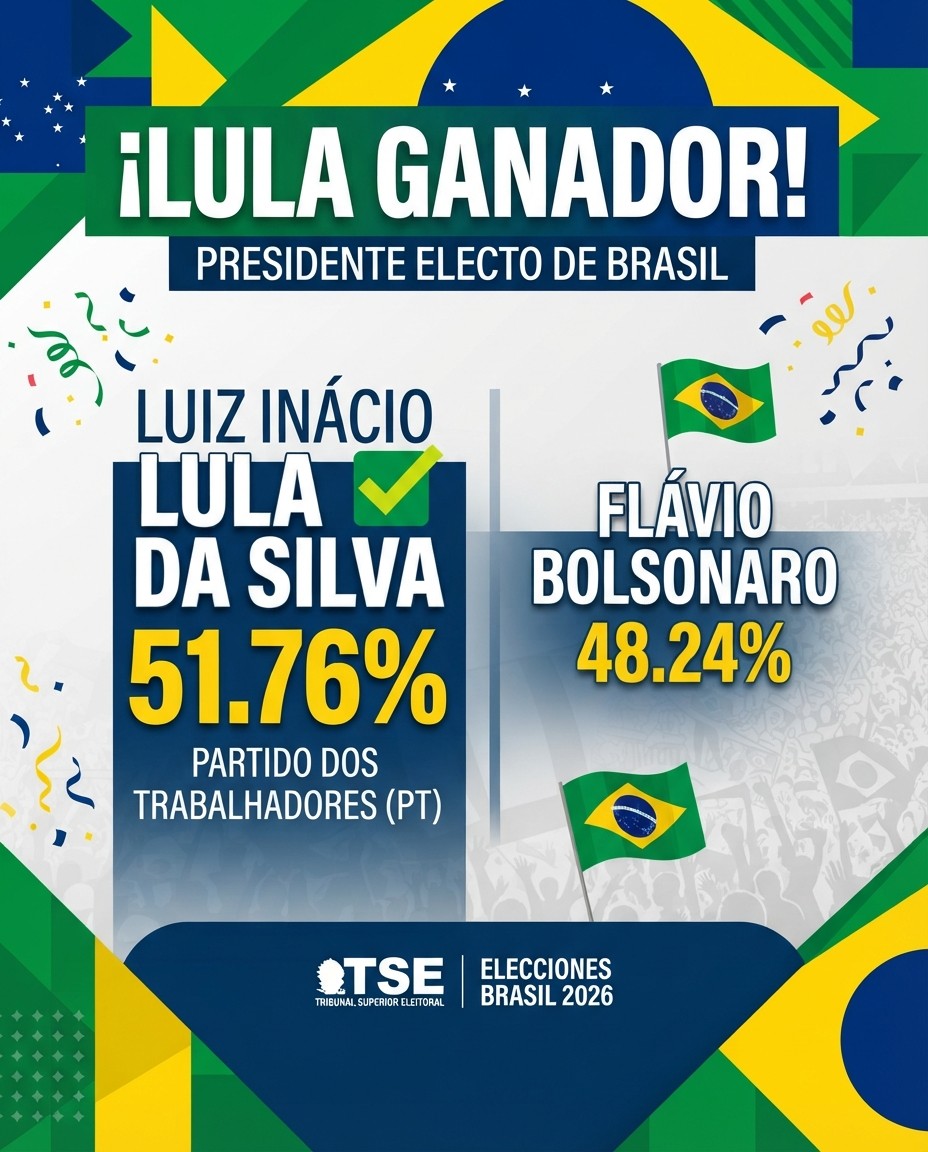 Lula revirti&oacute; la primera vuelta y derrot&oacute; claramente a Bolsonaro