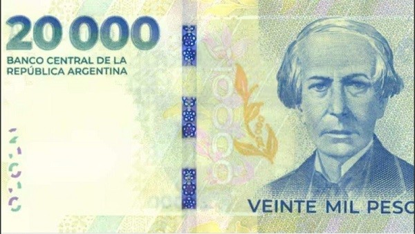 Comienza a circular el billete de 20.000 pesos