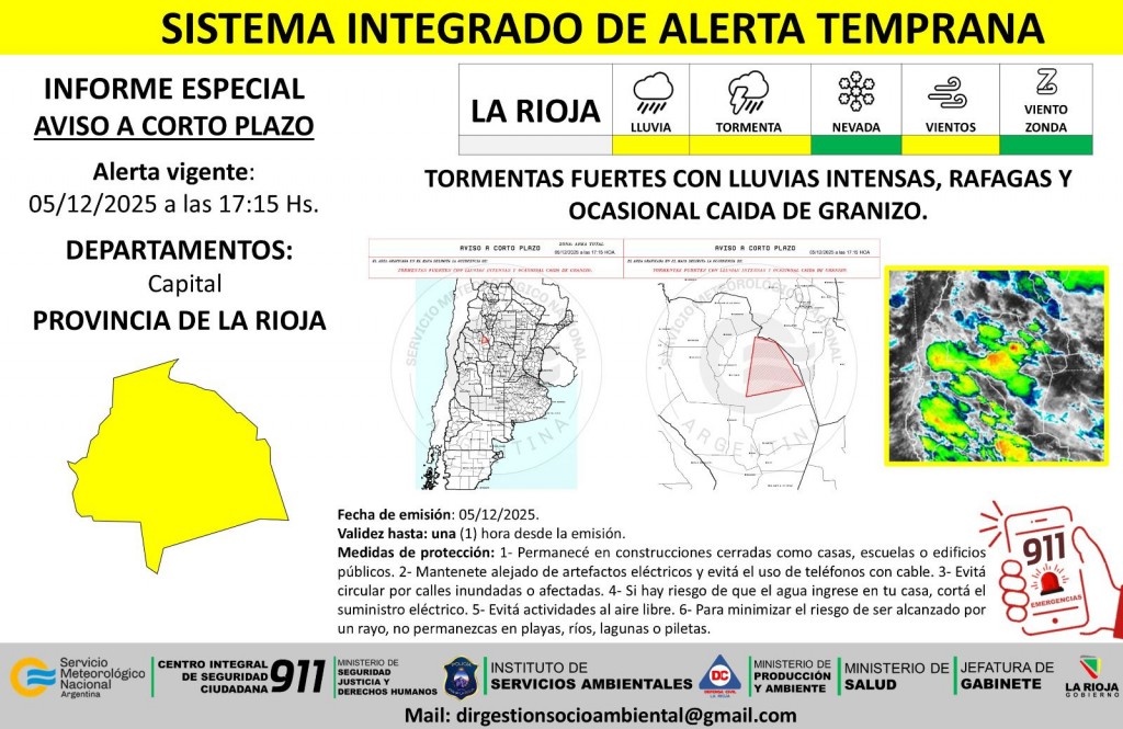 Rigen alertas por tormentas y vientos en distintos puntos de la provincia