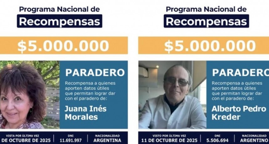 Reforzaron la búsqueda y ofrecen recompensa por dos jubilados desaparecidos en Chubut